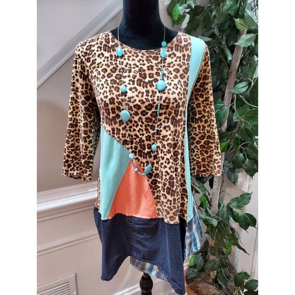 Upcycled Charter Club Multicolor Rayon Long Sleeve Round Neck Tunic Blouse XL - Picture 1 of 10